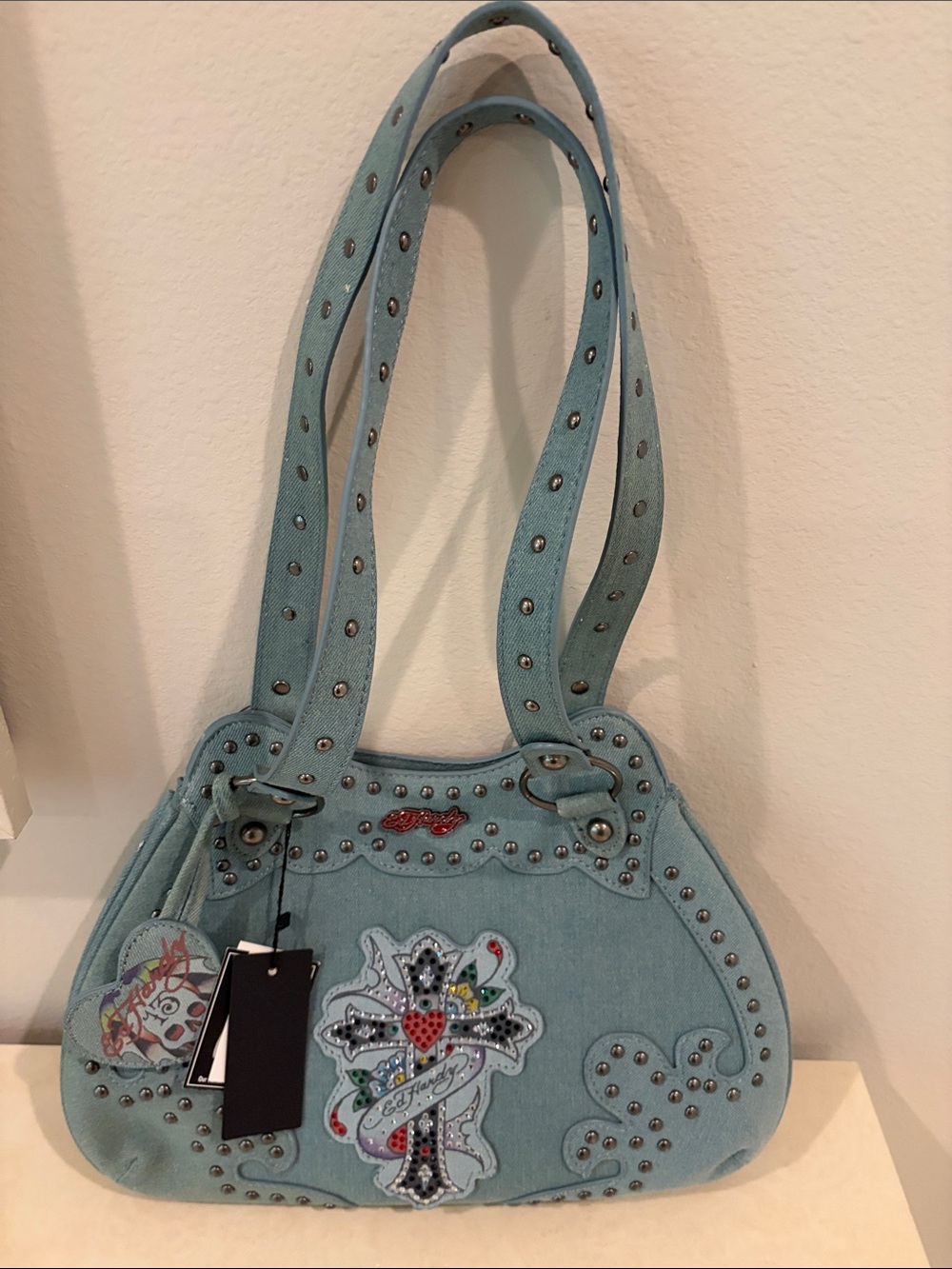 NWT Ed Hardy Denim Shoulder Bag